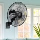 18 in. 90-Degree 5-Speed Settings Black Wall Mount Fan Horizontal Oscillation Indoor/Outdoor Household Commercial