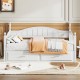 Wooden Twin Size Daybed with Twin Size Trundle, Extendable Daybed with Two Storage Drawers,White(Expected Arrival Time:9.12)