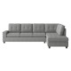 Modern Living Room 2-Piece Reversible Sectional with Drop-Down Cup Holders Sofa Chaise Gray Microfiber Upholstered Tufted Details