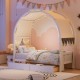 Twin Size Bed With Arched Roof and 2 Drawers, White