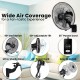 18 in. 90-Degree 5-Speed Settings Black Wall Mount Fan Horizontal Oscillation Indoor/Outdoor Household Commercial