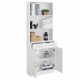 Bathroom Storage Cabinet, Cabinet with Two Doors and Drawers, Adjustable Shelf, Three-layer Open Shelf, MDF Board, White