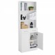 Bathroom Storage Cabinet, Cabinet with Two Doors and Drawers, Adjustable Shelf, Three-layer Open Shelf, MDF Board, White