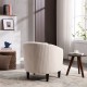 COOLMORE Living Room Accent Barrel Chair, Century Modern Style Decorative Chair, Armchair for Living Room with Thick Cushions and Pillows, Comfy Single Sofa Chair, Chair with Wooden Legs,Beige