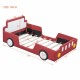 Twin Size Race Car-Shaped Platform Bed with Wheels,Red