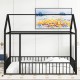 Full Size Metal Bed House Bed Frame with Fence, for Kids, Teens, Girls, Boys,Black