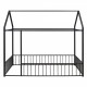 Full Size Metal Bed House Bed Frame with Fence, for Kids, Teens, Girls, Boys,Black