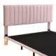 Queen Size Upholstered Bed with LED lights and Headboard, Floating Velvet Platform Bed, Pink