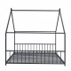 Full Size Metal House Bed, Black