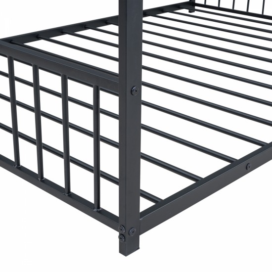 Full Size Metal House Bed, Black