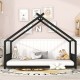 Full Size Metal House Bed, Black