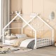 Full Size Metal House Bed, White