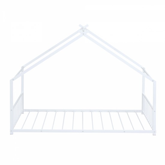 Twin Size Metal House Bed, White