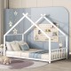 Twin Size Metal House Bed, White