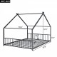 Full Size Metal House Bed, Black