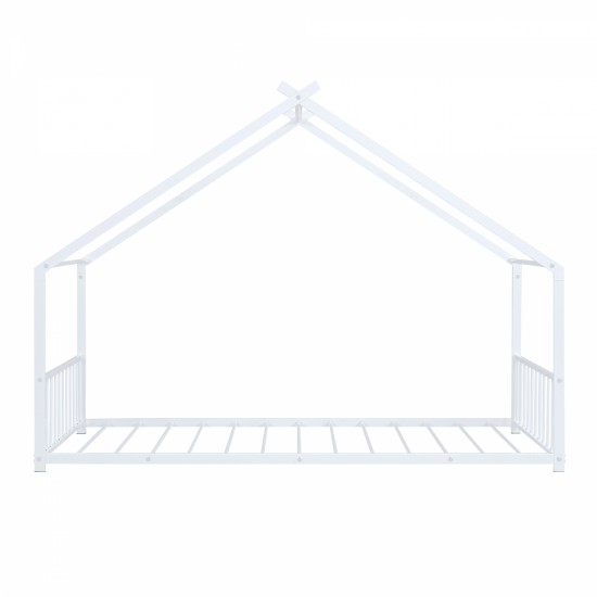 Twin Size Metal House Bed, White