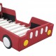 Twin Size Race Car-Shaped Platform Bed with Wheels,Red