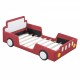 Twin Size Race Car-Shaped Platform Bed with Wheels,Red