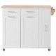 K&K Kitchen Island with Drop Leaf, Kitchen Storage Cart with 3 Tier Pull Out Cabinet Organizer, Internal Storage Rack, Rolling Kitchen Cart on Wheels with Towel Rack, 2 Drawers, for Kitchen, White