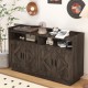 Dresser cabinet,barcabinet,Buffet Sideboard Storage Cabinet,Buffet Server Console Tablestorge cabinetsolid,for Dining Room,Living Room,KitchenHallway,Shaped door panels, gold metal handle,Color: brown