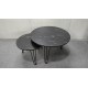 27.56'' Round Nesting Coffee Table Set of 2, Circular Nesting End Table Set, Round Marble Tabletop, and Sturdy Metal Base for Living Room, bedroom, Black