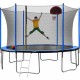 15FT Trampoline with Basketball Hoop Inflator and Ladder(Inner Safety Enclosure) Blue