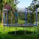 15FT Trampoline with Basketball Hoop Inflator and Ladder(Inner Safety Enclosure) Blue