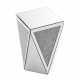 Inverted triangular mirror square table, crystal diamond inlaid coffee table, silver glass side table suitable for corridors, living rooms, corners, bedrooms, sofas