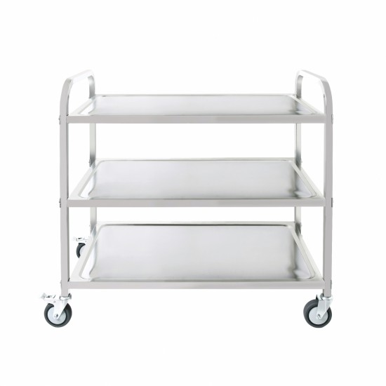 3-Tier Stainless Steel Cart, Serving Cart with Wheels, Restaurant, Household, Service Trolley, 360°Rotation Storage Cart with Locking Wheels 37.4 * 19.2 * 36.6'' L*W*H Rolling Kitchen Food Cart