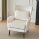 Wing Back Velvet Accent Chair, Modern Living Room Armchair Comfy Upholstered Single Sofa Chair for Bedroom Dorms Reading Reception Room with Metal Legs & Pillow, Beige