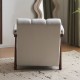 Mid Century Modern Accent Chair with Solid Wood Frame, Upholstered Living Room Chairs with Thick Cushion, Comfy Tufted Arm Chair for Bedroom, Living Room, Velvet, Ivory