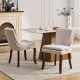 Modern Dining Chairs Set of 2,Double-layer Cushioned Chenille fabric Upholstered Accent Side Leisure Chairs with Mid Back and Curved Solid Wood Legs for Living Room/Dining Room-Beige