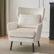 Wing Back Velvet Accent Chair, Modern Living Room Armchair Comfy Upholstered Single Sofa Chair for Bedroom Dorms Reading Reception Room with Metal Legs & Pillow, Beige