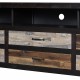 U-Can Retro Distressed Wooden TV Stand for TVs up to 65 Inches, Entertainment Center Media Console with 6 Drawers and 3 Shelves for Living room, Black