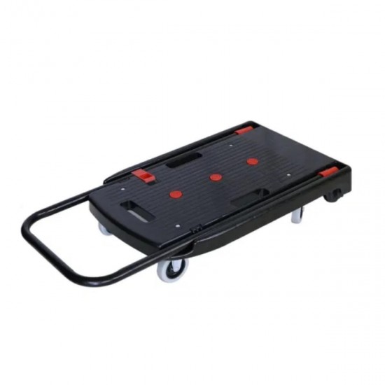 Capacity Black Plastic Steel Body Foldable Platform Trolley Push Hand Cart Black-1pc