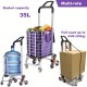 Grocery Laundry Utility Foldable Shopping Cart Trolley, Aluminum Alloy 8-Wheel Stair Climbing, Load Capacity 35L