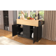 K&K 55.7'' Large Kitchen Island with 2 Drop Leaf,, Rolling Kitchen Cart on 5 Wheels with Power Outlet, Folding Storage Dining Table with Spice & Towel Rack , 3 Drawers, for Kitchen, Dining Room,Black