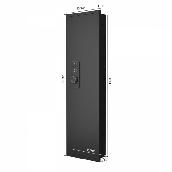 53 Inch  Passwod Touch Panel In-Wall Safe,Hidden Wall Gun Safe for Rifles with Adjustable Shelves,Assembled Storage Multifunctional Wall Safe for Firearm and Valuables (Black-Digital)