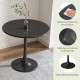 Black Round Table, Modern Dining Table, MDF Top and Steel Base Tulip Round Kitchen Table, Mid Century Coffee Table for Living Room 24 Inch