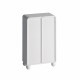 45.28 Inch  H Storage Cabinet, Bathroom Floor Cabinet with Glass Door and Shelves,  Freestanding Display Storage Cabinet for Bathroom, Living Room, Kitchen, Home Office,White