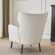 Wing Back Velvet Accent Chair, Modern Living Room Armchair Comfy Upholstered Single Sofa Chair for Bedroom Dorms Reading Reception Room with Metal Legs & Pillow, Beige