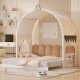 Twin Size Extended Bed With Arched Roof and Trundle, White