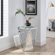 Inverted triangular mirror square table, crystal diamond inlaid coffee table, silver glass side table suitable for corridors, living rooms, corners, bedrooms, sofas