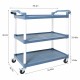 3-Tier Plastic Service Utility Cart with Wheels, Food-service Rolling Cart Heavy Duty 350lbs Capacity,Commercial Rolling for Restaurant, Household, Office, Warehouse, 40.9''L x 19.6''W x 41.3''H