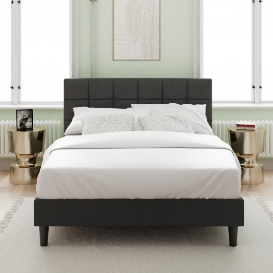 Upholstered Platform Bed Square Stitch - King