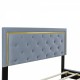 Queen Size Upholstered Platform Bed With Pull Point Headboard And Metal Wire Frame At The Head And Foot Of The Bed, Metal Feet, Velvet, Gray