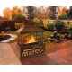 37-Inch Rectangular Metal Outdoor Wood Burning Fireplace - Outdoor Fireplace with Built-in Log Storage and Poker-Brushed Bronze,Log Burner Fire Pit for Patio Garden And Backyard