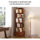 Rotating Bookshelf, 360 Display Corner Bookshelf for Small Space, 6 Tier Bookcase Storage Rack with Wheels, Wood Narrow Organizer for Bedroom, Living Room, Study Room, Walnut Brown