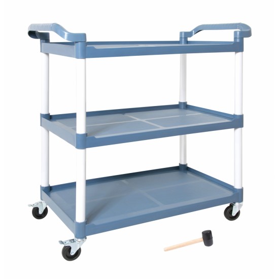 3-Tier Plastic Service Utility Cart with Wheels, Food-service Rolling Cart Heavy Duty 350lbs Capacity,Commercial Rolling for Restaurant, Household, Office, Warehouse, 40.9''L x 19.6''W x 41.3''H