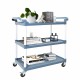 3-Tier Plastic Service Utility Cart with Wheels, Food-service Rolling Cart Heavy Duty 350lbs Capacity,Commercial Rolling for Restaurant, Household, Office, Warehouse, 40.9''L x 19.6''W x 41.3''H